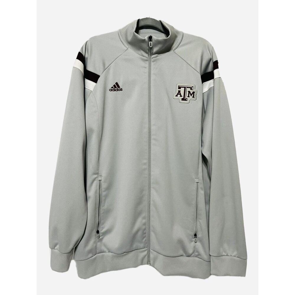 Texas A&M Aggies Adidas Full Zip Jacket Size 58 Gray Black White Sideline